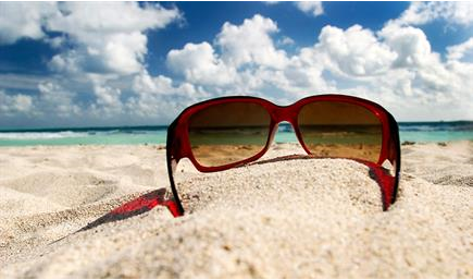 image of sunglasses on the beach