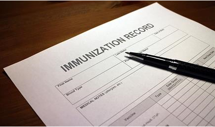 image of immunization record form