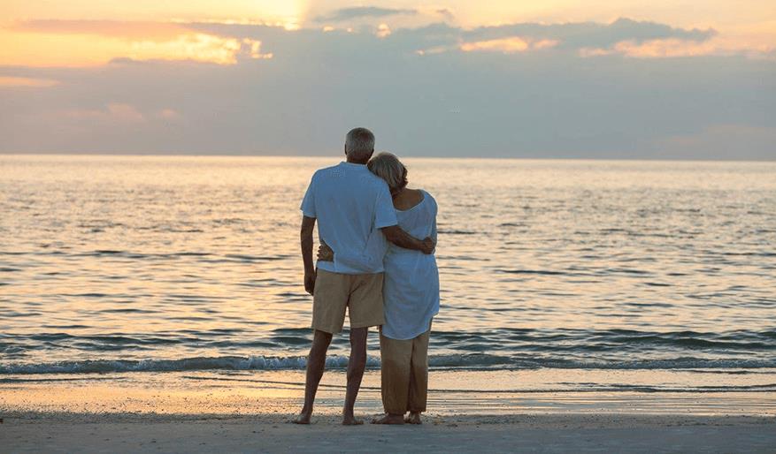 image of old people on the beach